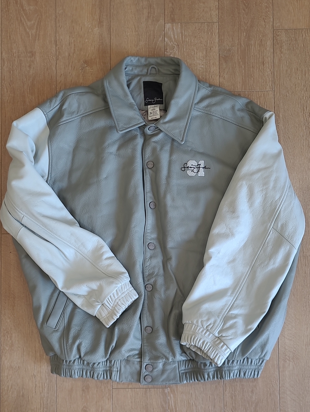 Y2K Sean John 100 Percent Leather bomber Jacket